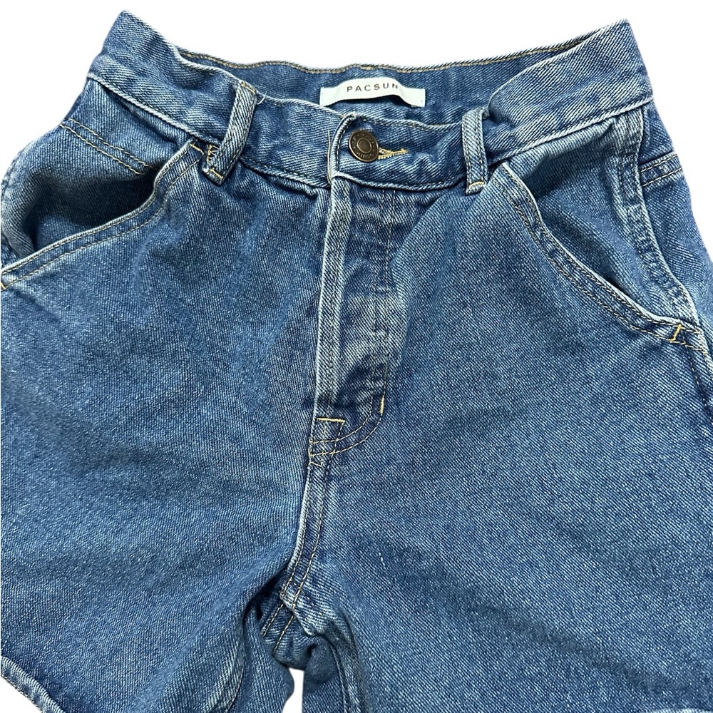 PacSun Dad Carpenter Denim Shorts Size 23 High Rise Button Fly